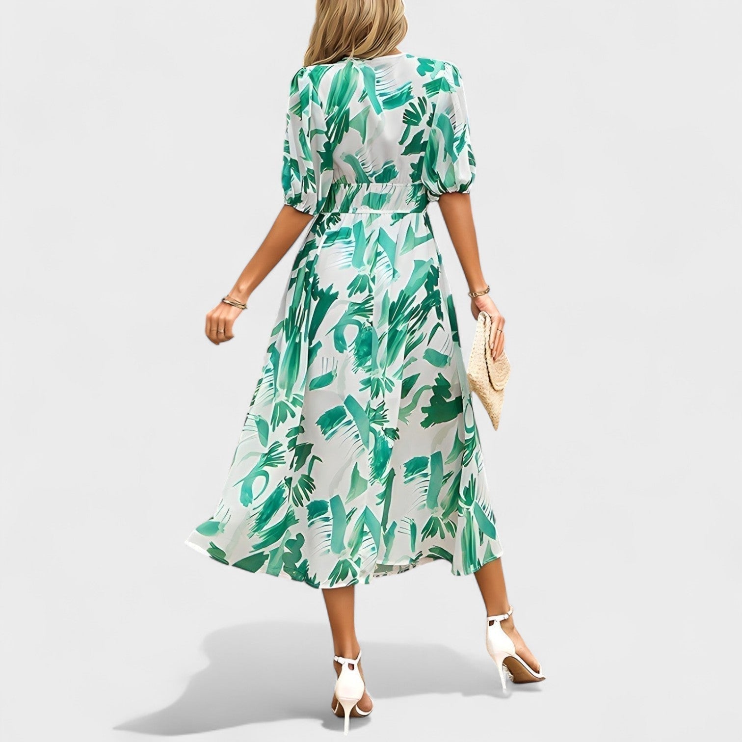 Clara - Vestido Médio Floral Elegante