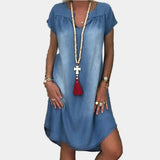 Lara - Vestido de Verão em Ganga Largo