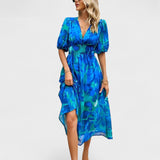 Clara - Vestido Médio Floral Elegante