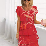 Genoveva - Vestido Elegante Fluido com Folhos