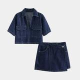 Miriam - Conjunto de jeans com decote em V