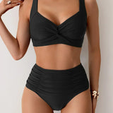 Abril™ | Bikini Bandeau com Tecido Franzido