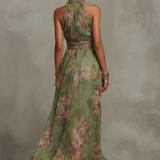 Olivia - Vestido maxi com decote e padrão floral