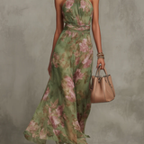 Olivia - Vestido maxi com decote e padrão floral