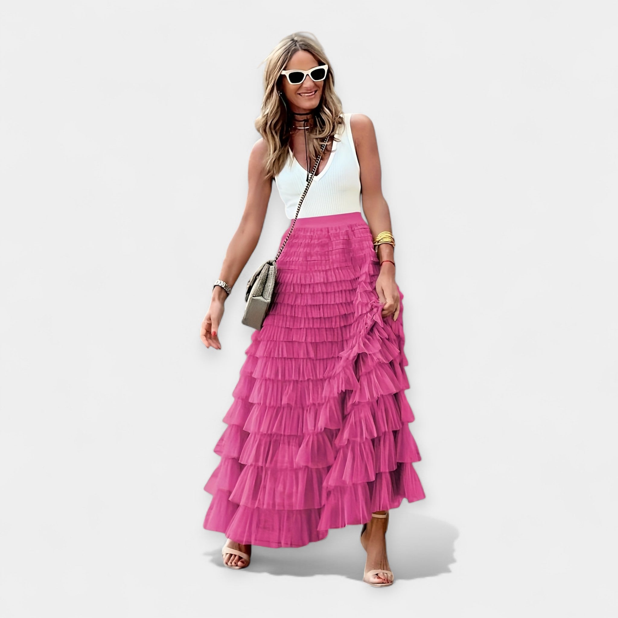 Bruna - Saia Boho com Acabamento de Cetim