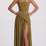Carolina - Vestido Maxi Verde Oliva