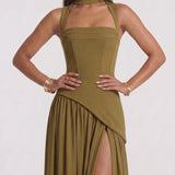 Carolina - Vestido Maxi Verde Oliva