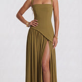 Carolina - Vestido Maxi Verde Oliva