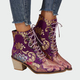 Elisa - Botins de couro com flores