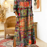 Manuela - Vestido Denim com Patchwork Étnico