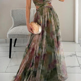 Carlota - Vestido longo de Mulher com estampa floral encantadora
