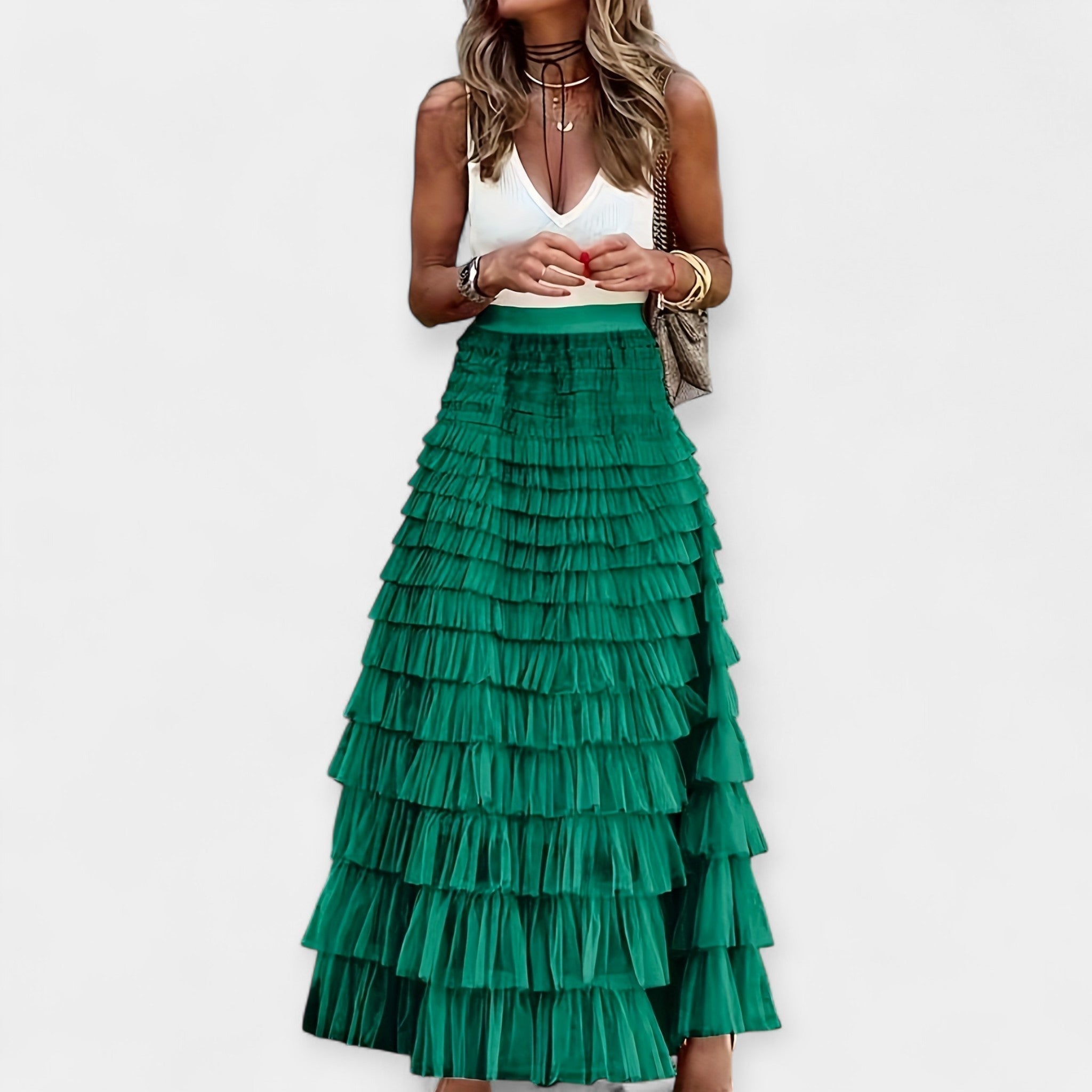 Bruna - Saia Boho com Acabamento de Cetim
