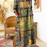 Manuela - Vestido Denim com Patchwork Étnico