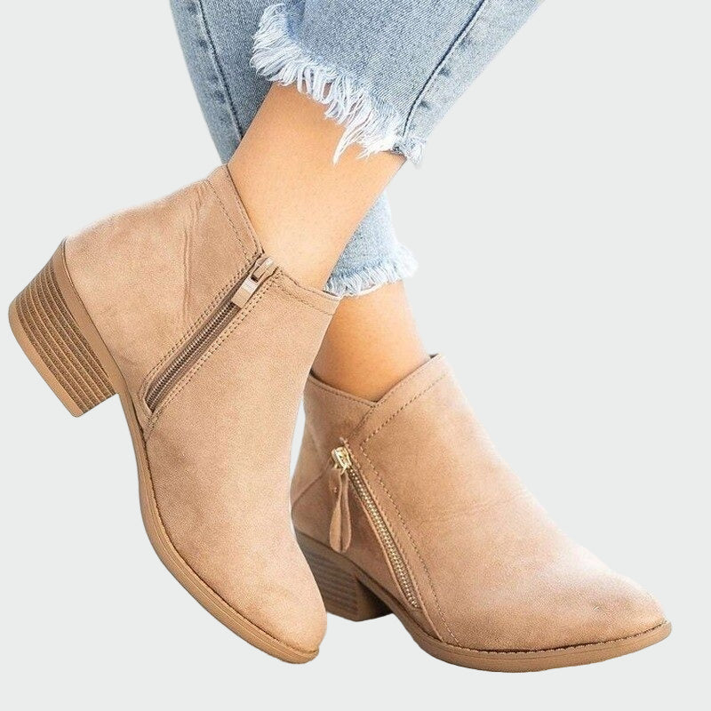 Francisca - Botas de couro ortopédicas premium com salto para o inverno