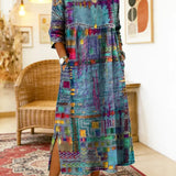 Manuela - Vestido Denim com Patchwork Étnico