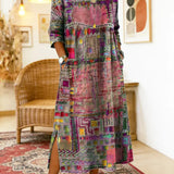 Manuela - Vestido Denim com Patchwork Étnico