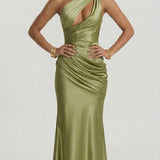Diana - Vestido Maxi Verde-Azeitona Claro