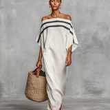 Amélia - Vestido maxi feminino minimalista em linho
