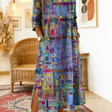 Manuela - Vestido Denim com Patchwork Étnico