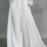 Lena - Vestido maxi minimalista de algodão e linho