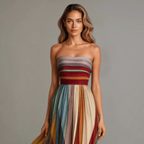 Francisca - Vestido Comprido Colorido sem Mangas
