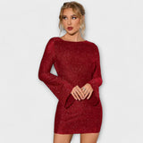 Rosa - Vestido de lantejoulas costas abertas