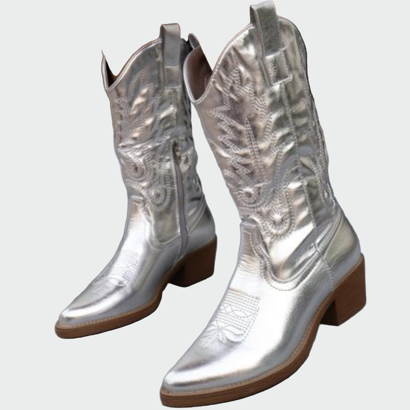 Manuela - Botins de cowboy metálicos