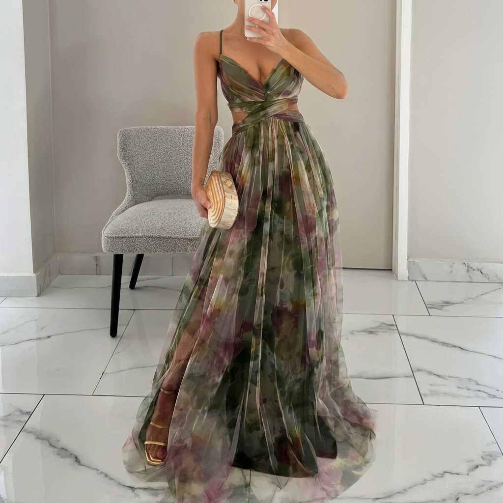 Margarida - Vestido Comprido Com Estampado Floral