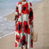 Elva - Vestido Comprido Floral em Vermelho