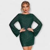 Rosa - Vestido de lantejoulas costas abertas