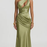 Diana - Vestido Maxi Verde-Azeitona Claro