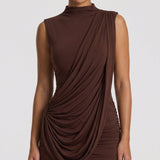 Vera — Vestido Mini Castanho-Ameixa