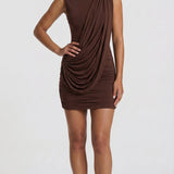 Vera — Vestido Mini Castanho-Ameixa