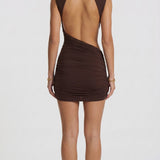 Vera — Vestido Mini Castanho-Ameixa