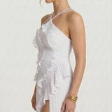 Alice - Vestido Plissado com Folhos Elegante