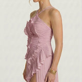 Alice - Vestido Plissado com Folhos Elegante