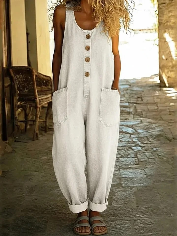 LENNA - JARDINEIRA EM DENIM DE ALGODÃO VINTAGE