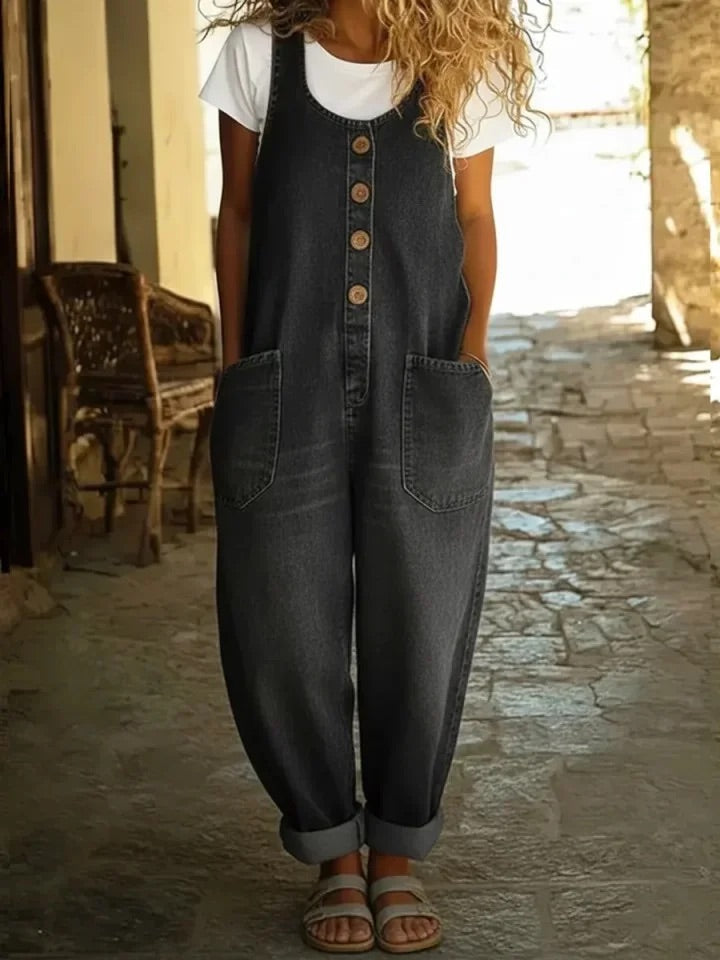 LENNA - JARDINEIRA EM DENIM DE ALGODÃO VINTAGE