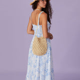 Renata - Vestido Médio Azul Floral