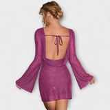 Rosa - Vestido de lantejoulas costas abertas