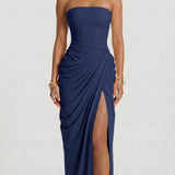 Francisca - Vestido Maxi Azul-Escuro