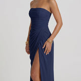 Francisca - Vestido Maxi Azul-Escuro