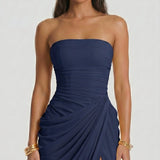 Francisca - Vestido Maxi Azul-Escuro