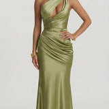 Diana - Vestido Maxi Verde-Azeitona Claro
