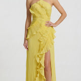 Alice - Vestido Plissado com Folhos Elegante