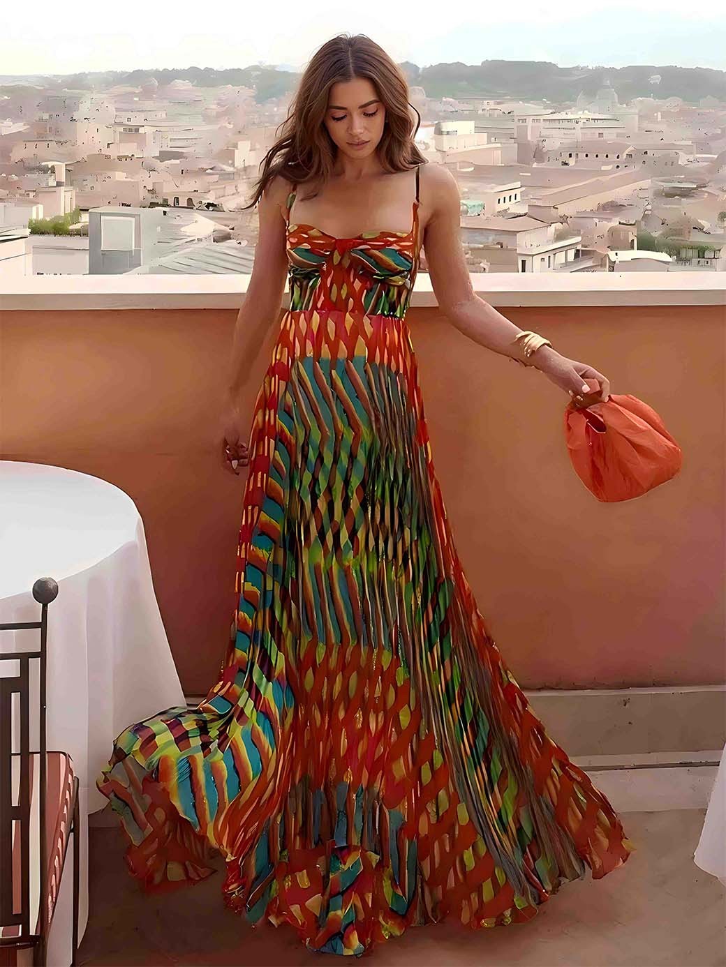 Aria - Vestido Comprido Estampado Abstrato